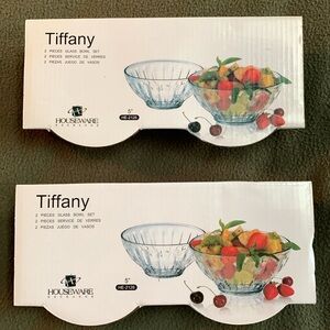 NIP 2 sets of 2 Houseware Exchange Tiffany glass bowls. 5 inch. Approx 2” high